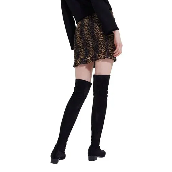 NWT‎ The Kooples Leopard Mini Skirt Stylish with Stretchy Smocking Sz 8 - Picture 9 of 12